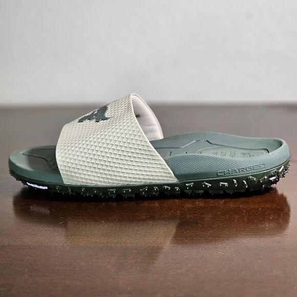 Under Armour UA Project Rock Slides 2.0 Military Green Grey Michelin Gripper 9.5 - Picture 8 of 16